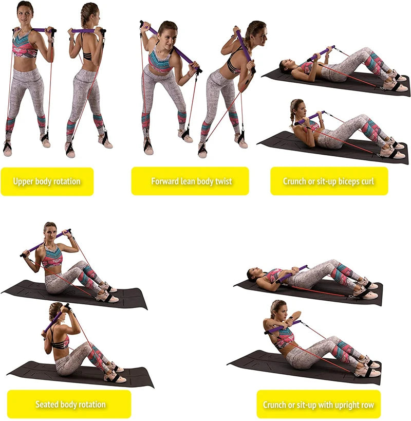 Portable Workout,Pilates bar Workout Gear Supports Full Body